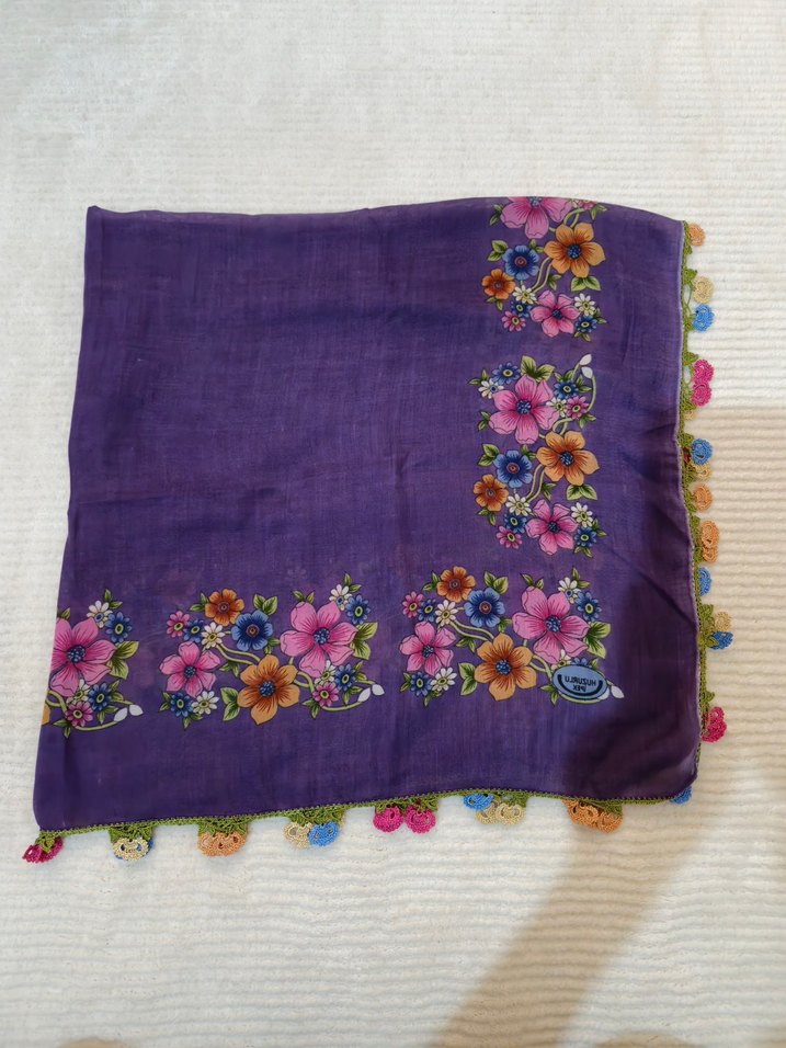 4 lü el yapımı iğne oyası yazma/eşarp - Görsel 2