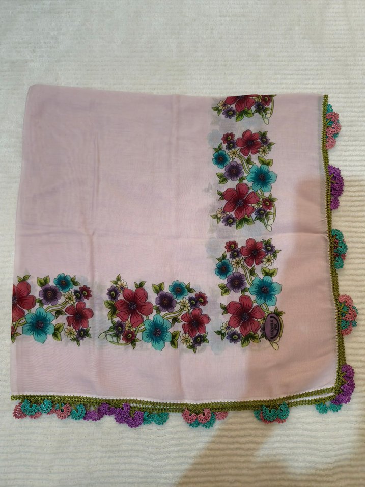 4 lü el yapımı iğne oyası yazma/eşarp - Görsel 3