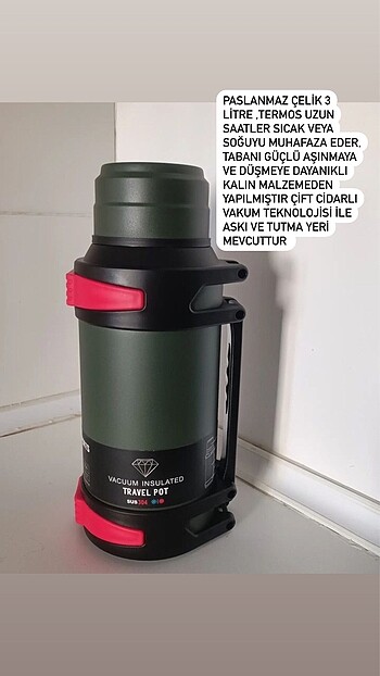 Paslanmaz Çelik termos 3 litre