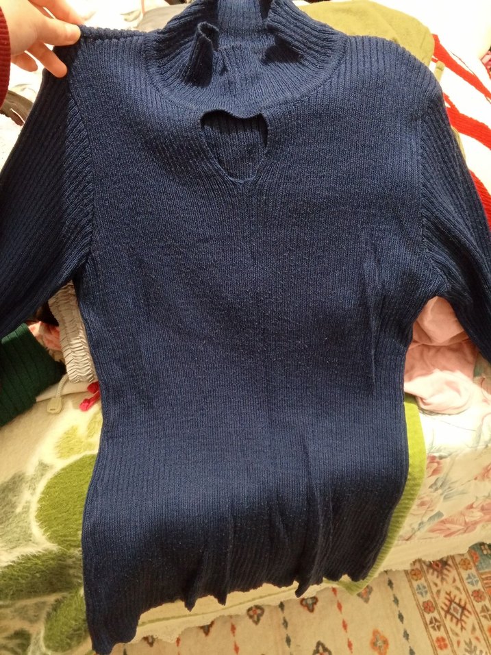 Lacivert Kadın Triko Yarım Boğazlı Kazak - Görsel 2