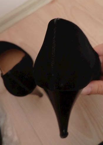 Siyah Süet Stiletto Topuklu Kadın Ayakkabı - Görsel 6