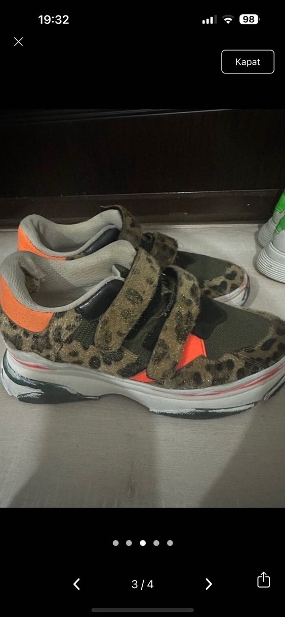 Haki Yılan Desenli Kadın Spor Ayakkabı - Görsel 2