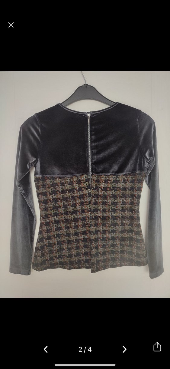 Düğmeli Uzun Kollu Gri Goth Bluz - Görsel 2