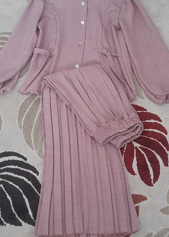 Diğer Diger Pileli Uzun Kollu Pembe Kadın Takım 40 BEDEN