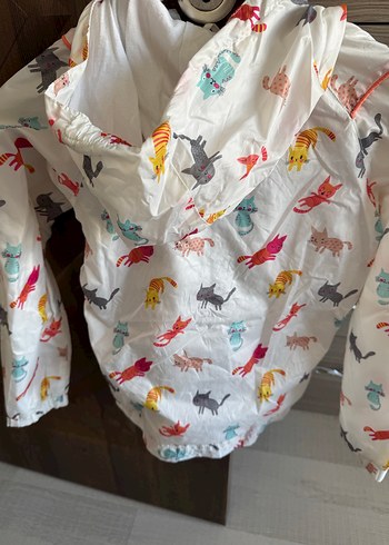 Kız Çocuk Kapüşonlu Baskılı Yağmurluk - Görsel 3