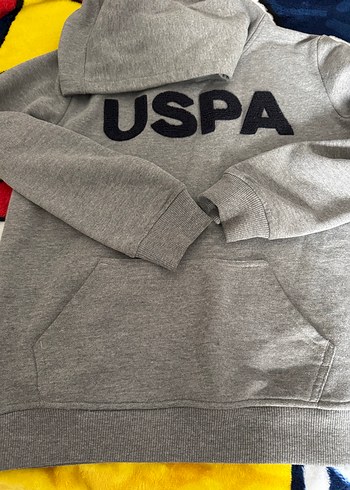 USPA Gri Kapüşonlu Erkek Sweatshirt - Görsel 2