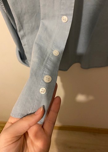 Gri Keten Erkek Gömlek Uzun Kollu - Görsel 4