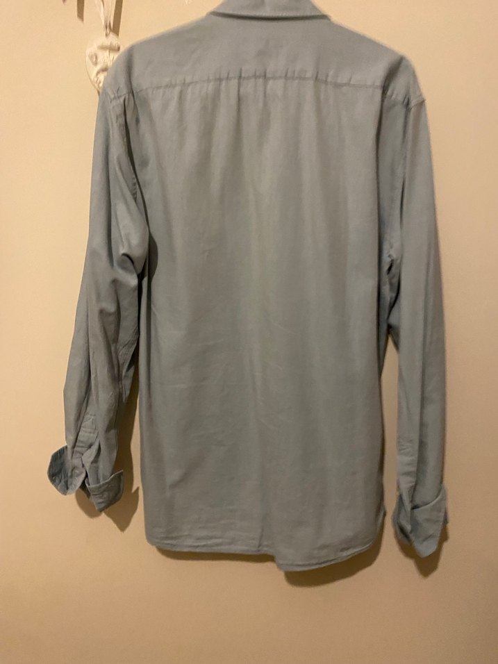 Gri Keten Erkek Gömlek Uzun Kollu - Görsel 2