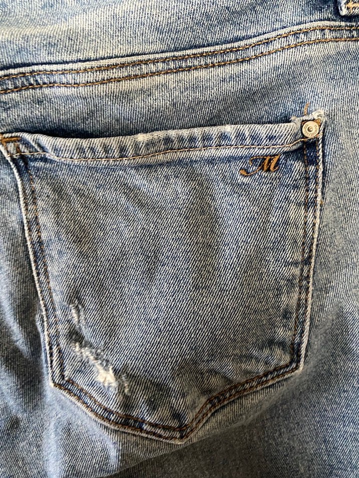 Kadın Mavi Kot Pantolon, Bol Kesim, Midi Boy - Görsel 4