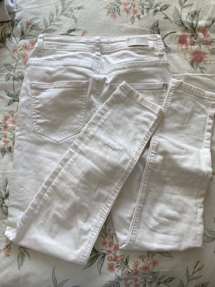 Beyaz Kadın Midi Boy Pamuk Jean - Görsel 2