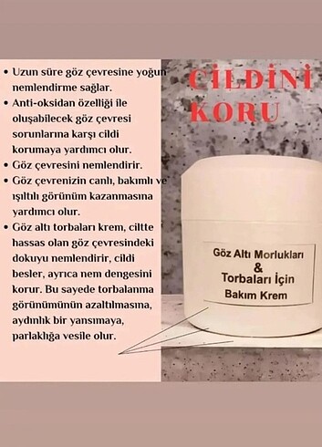 Göz Altı morluk kremi
