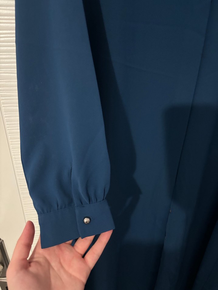 Uzun Kollu Mavi Kadın Tunik - Görsel 4