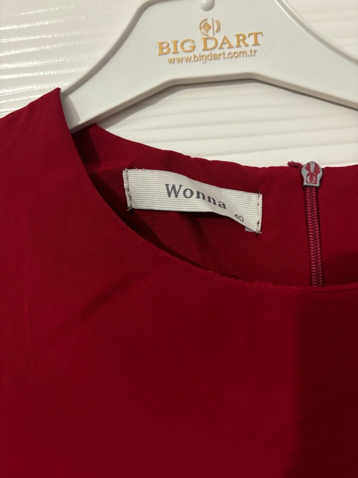 Bordo Kadın Uzun Kollu Fırfırlı tunik - Görsel 3