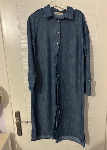 Kadın Mavi Denim Uzun Tunik - Görsel 4