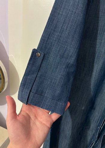 Kadın Mavi Denim Uzun Tunik - Görsel 3