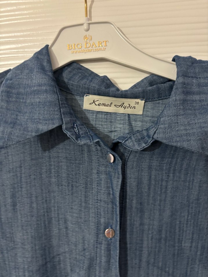 Kadın Mavi Denim Uzun Tunik - Görsel 2