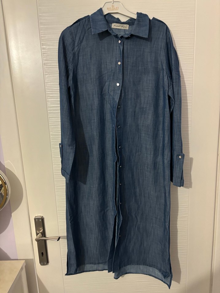 Kadın Mavi Denim Uzun Tunik - Görsel 4