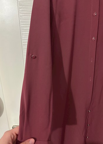 Gülkurusu Düğmeli Uzun Kadın Tunik - Görsel 2