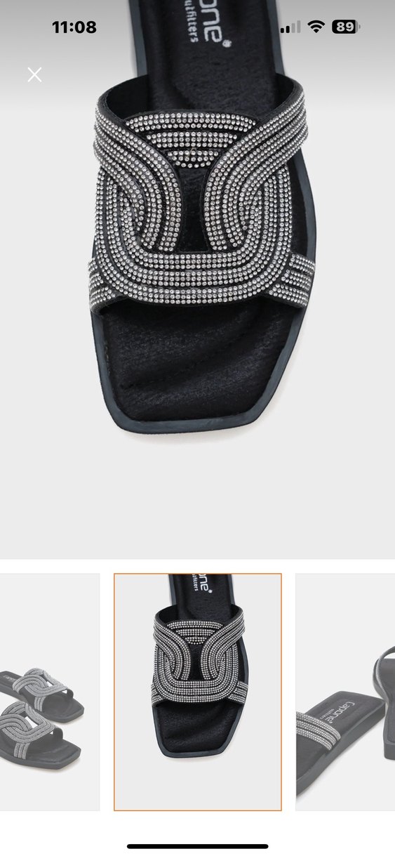 Taşlı Siyah Kadın Terlik - Görsel 2