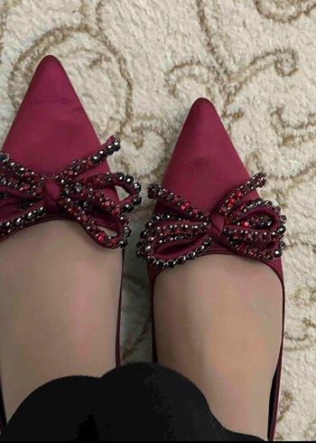 Bordo taşlı abiye babet - Görsel 3