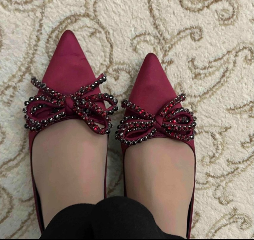 Bordo taşlı abiye babet - Görsel 3