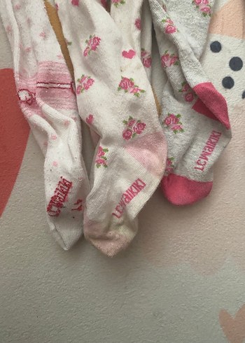 Pamuklu Pembe ve Desenli Çocuk Külotlu Çorap Seti - Görsel 3