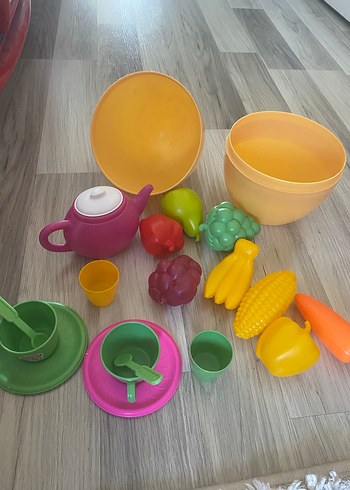 Renkli Plastik Oyuncak Meyve ve Çay Seti - Görsel 2