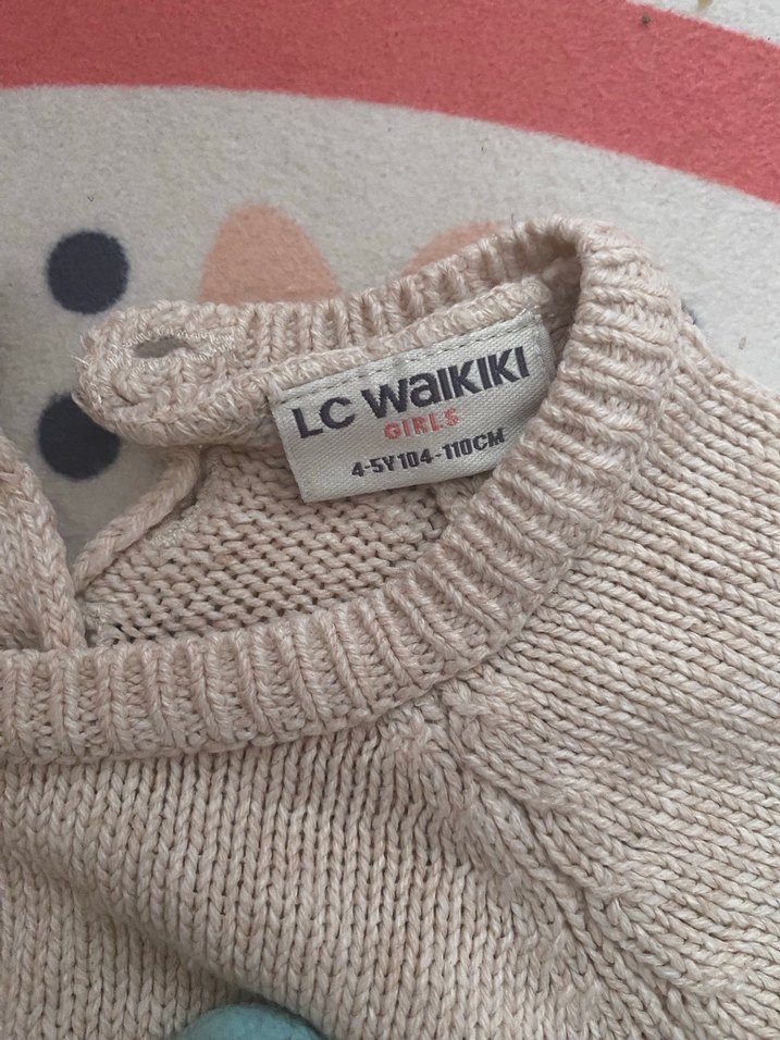 Kız Çocuk Nakışlı Örgü Kahverengi Kazak - Görsel 2