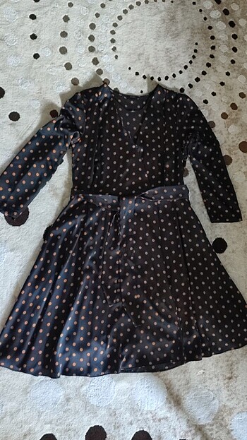 Gusto lacivert turuncu puantiyeli elbise s beden - Görsel 4