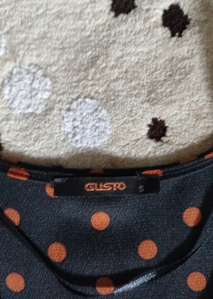 Gusto lacivert turuncu puantiyeli elbise s beden - Görsel 2