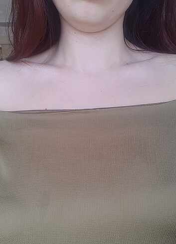 Koton haki straplez bluz - Görsel 5