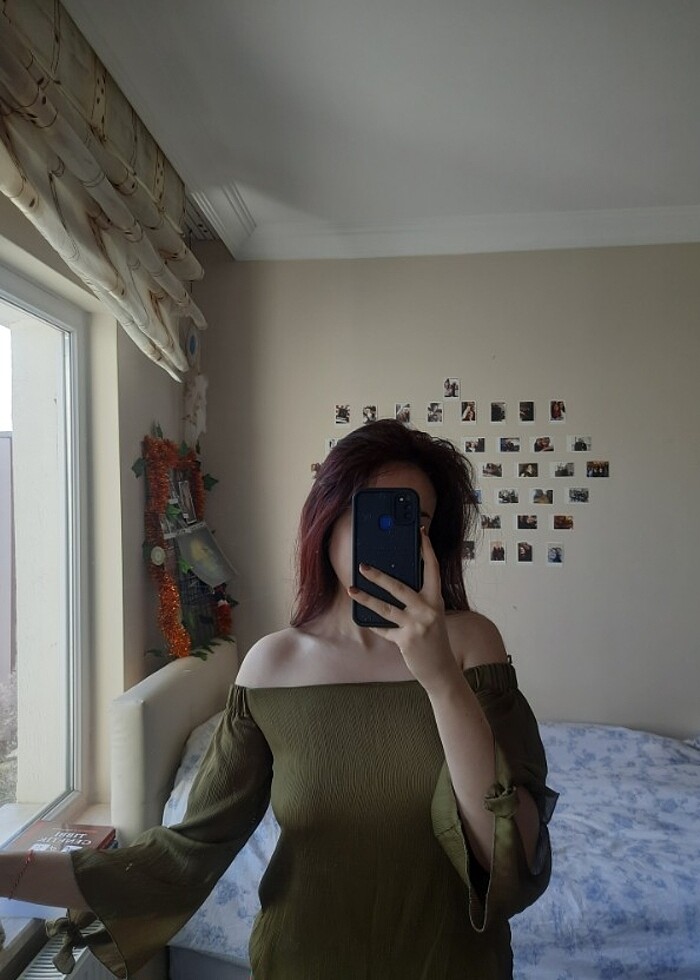 Koton haki straplez bluz - Görsel 3