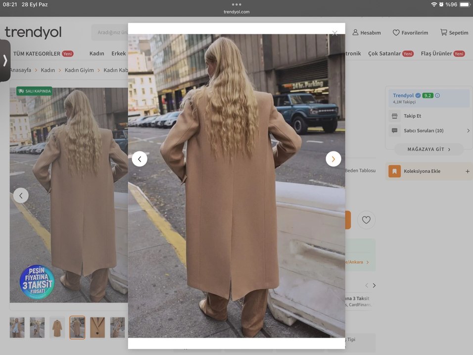 Mango Özel Dikim Yün Kaşe Palto Manto - Görsel 5