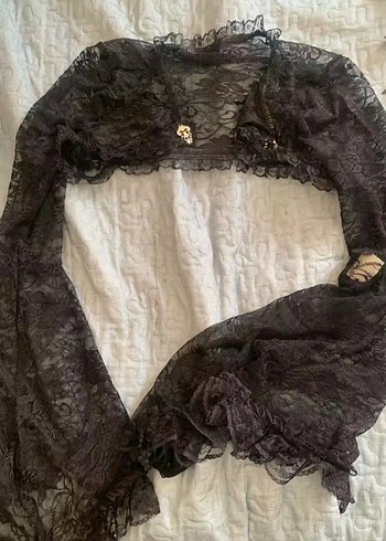 Siyah Dantel Uzun Kollu Gotik Bluz
