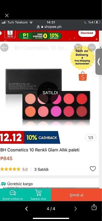 Beden bhcosmetics 10 color blush palette