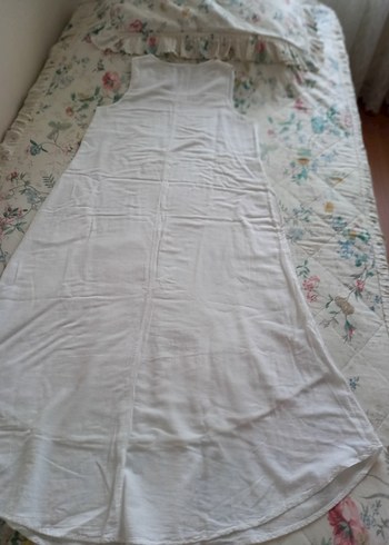 Beyaz Ham pamuklu kumaştan elbise - Görsel 10