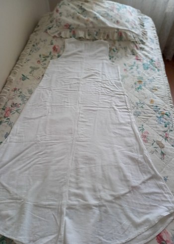 Beyaz Ham pamuklu kumaştan elbise - Görsel 11