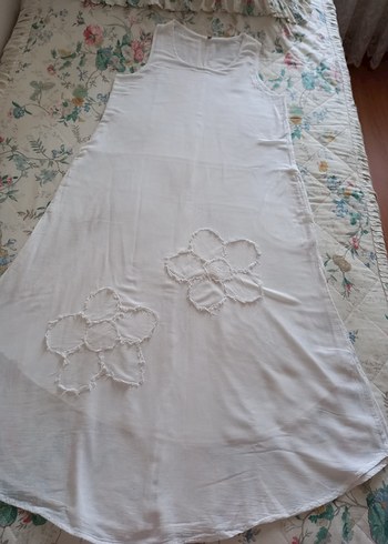 Beyaz Ham pamuklu kumaştan elbise - Görsel 13