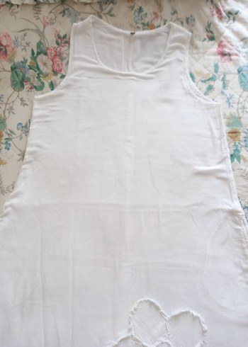 Beyaz Ham pamuklu kumaştan elbise - Görsel 14