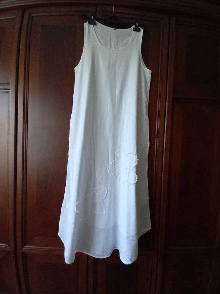 Beyaz Ham pamuklu kumaştan elbise - Görsel 2