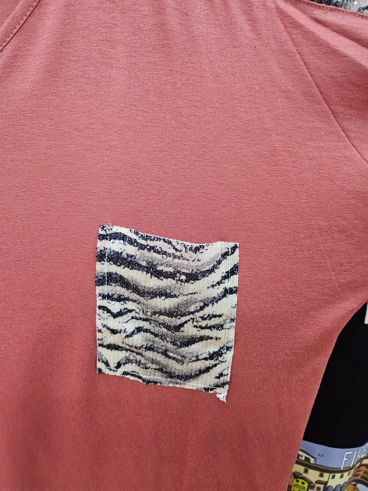 Zebra Desenli Uzun Kollu Pembe Bluz - Görsel 2