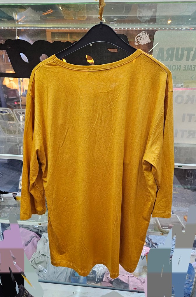 Sarı Uzun Kollu Payetli Kadın Bluz - Görsel 4