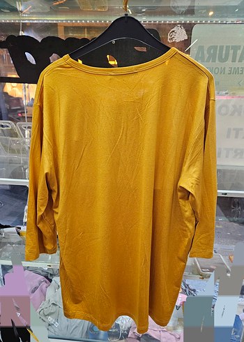 Sarı Uzun Kollu Mini Bluz Payetli Nakışlı - Görsel 4