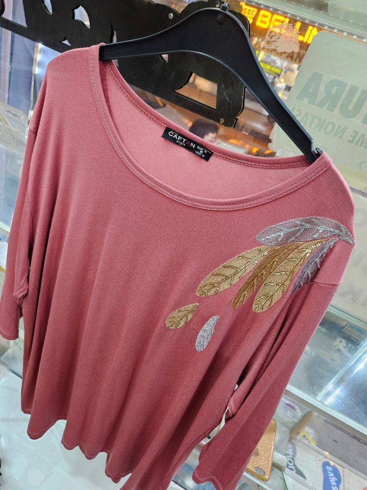 Pembe Uzun Kollu Salaş Kadın Bluz - Görsel 3