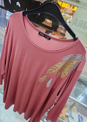 Pembe Uzun Kollu Salaş Kadın Bluz - Görsel 3