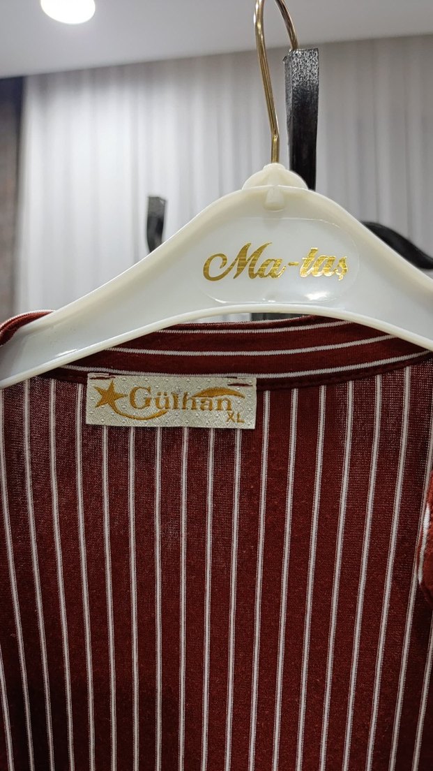 Bordo Çizgili Uzun Kollu Bohem Tunik - Görsel 2