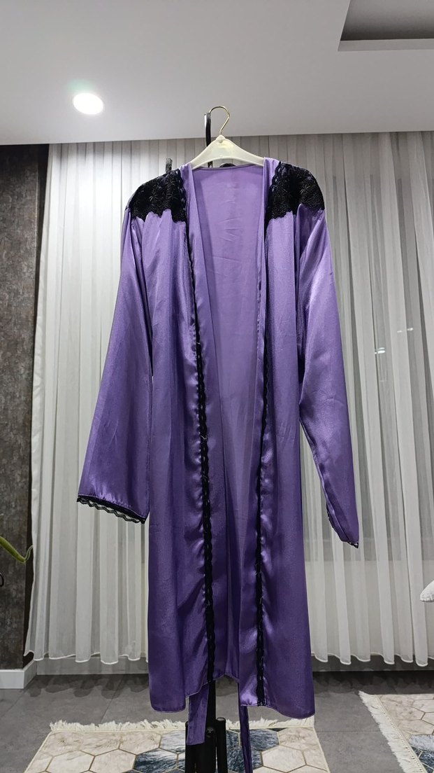 Mor Uzun Gösterişli Gotik Gecelik - Görsel 2