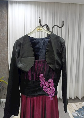 Bordo Uzun Kollu Straplez Gotik Elbise - Görsel 3