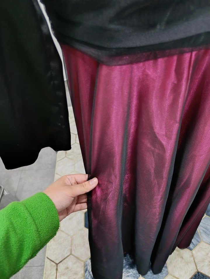 Bordo Uzun Kollu Straplez Gotik Elbise - Görsel 4