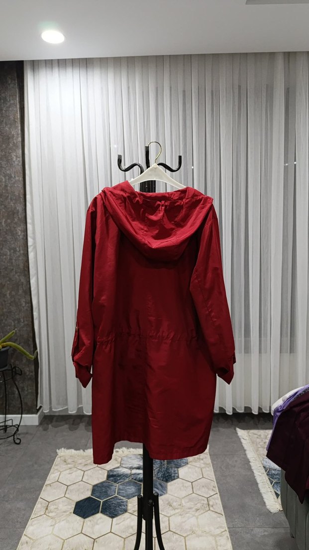 Bordo Midi Kadın Yağmurluk - Görsel 2